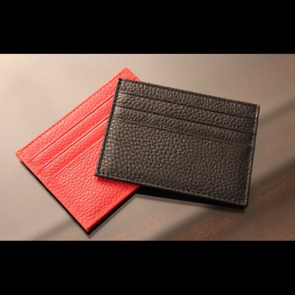 Genuine leather Red Card Holder Wallet - Picture 3 of 3